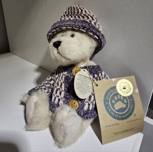 -Boyds Bears Plush with Purple Knit Outfit- Maya Berriman